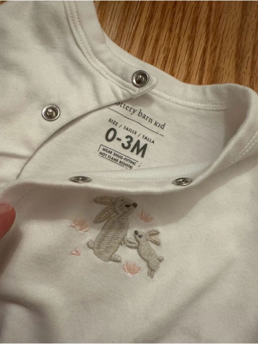 Pottery Barn 0-3 month baby White Soft Cotton Two-Piece Baby Pajama Bunny Motif